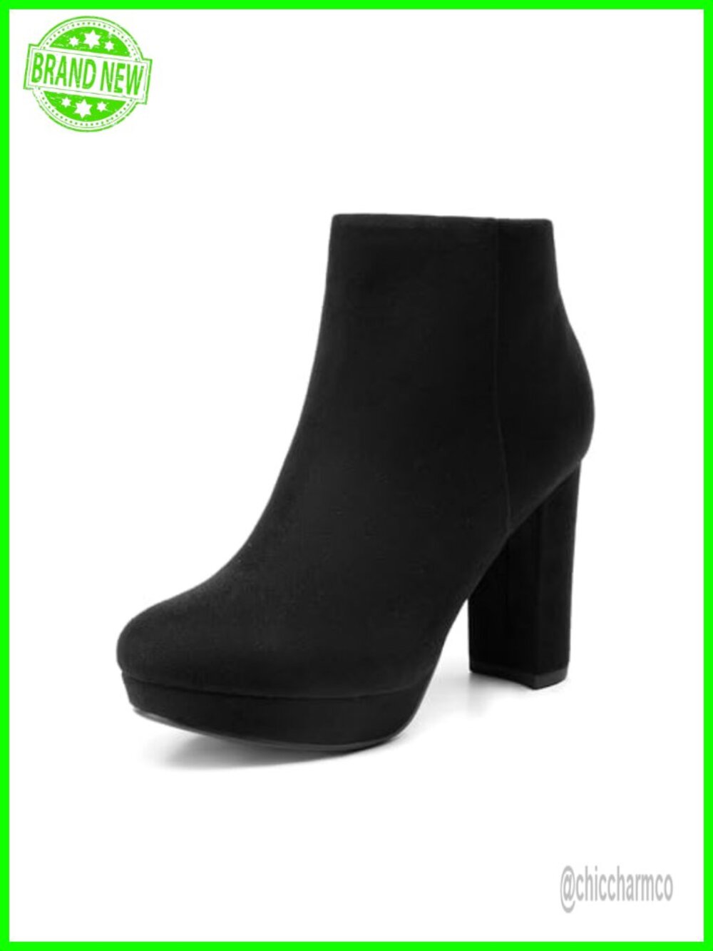 Platform Ankle Boots with Faux Suede and 4-Inch Block Heel